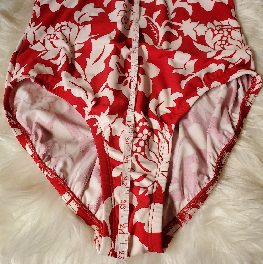 Tommy Hilfiger Red Floral Plus Size Swimsuit - Picture 6 of 9